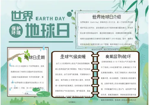 世界地球日手抄报模板12篇(附线稿可打印)