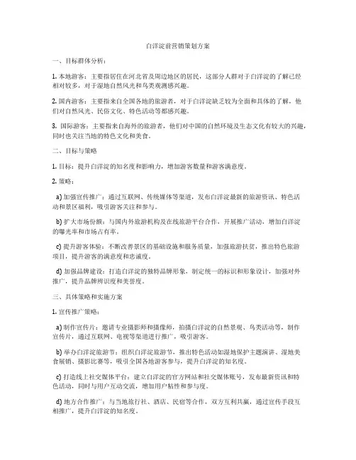 白洋淀前营销策划方案