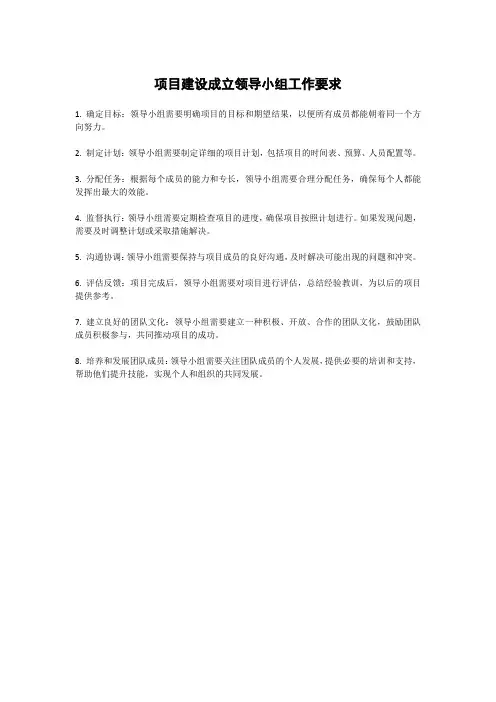 项目建设成立领导小组工作要求
