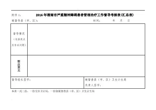 严重精神障碍管理治疗工作督导表格