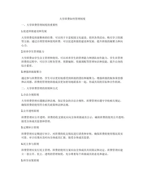 大学班费如何管理制度