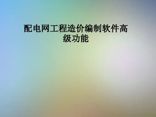 配电网工程造价编制软件高级功能