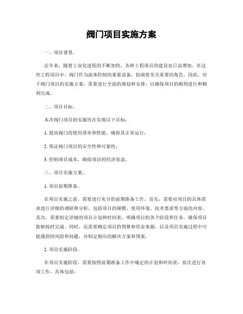 阀门项目实施方案