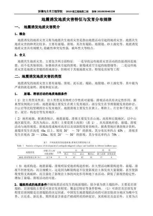 地震诱发地质灾害特征与发育分布规律