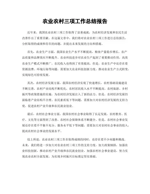 农业农村三项工作总结报告