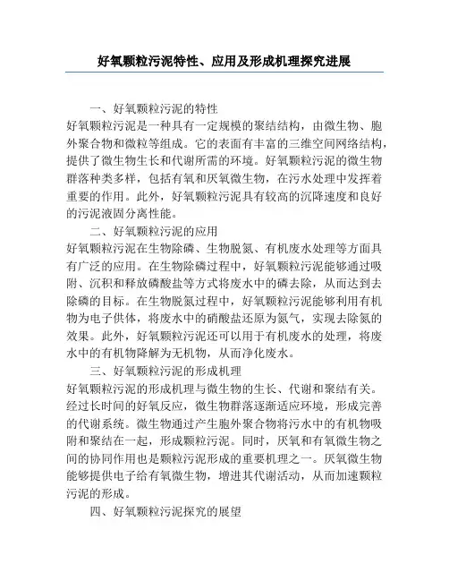 好氧颗粒污泥特性、应用及形成机理研究进展
