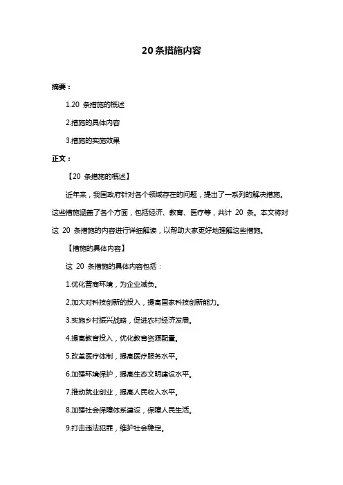 20条措施内容