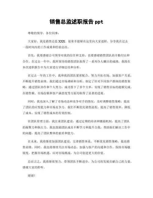 销售总监述职报告ppt