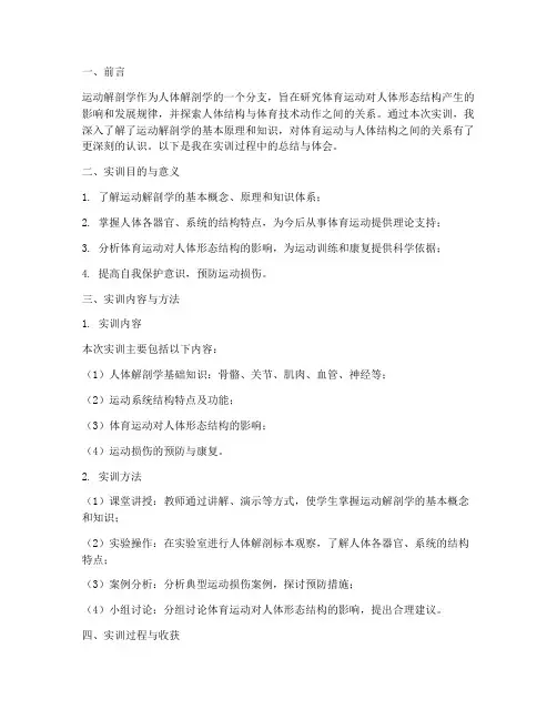 运动解剖学的实训总结报告