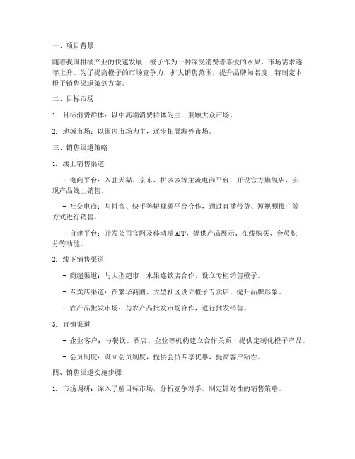 橙子销售渠道策划方案