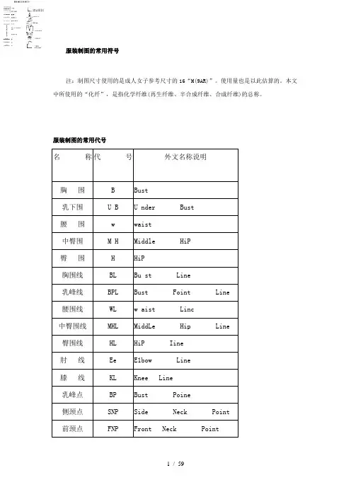 服装制图的常用符号