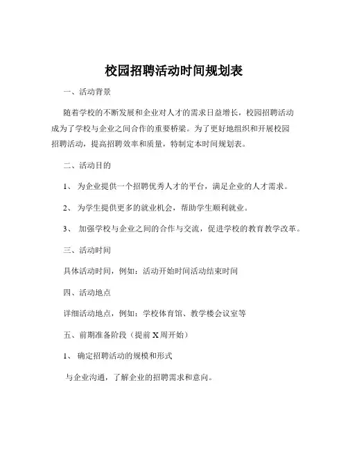 校园招聘活动时间规划表
