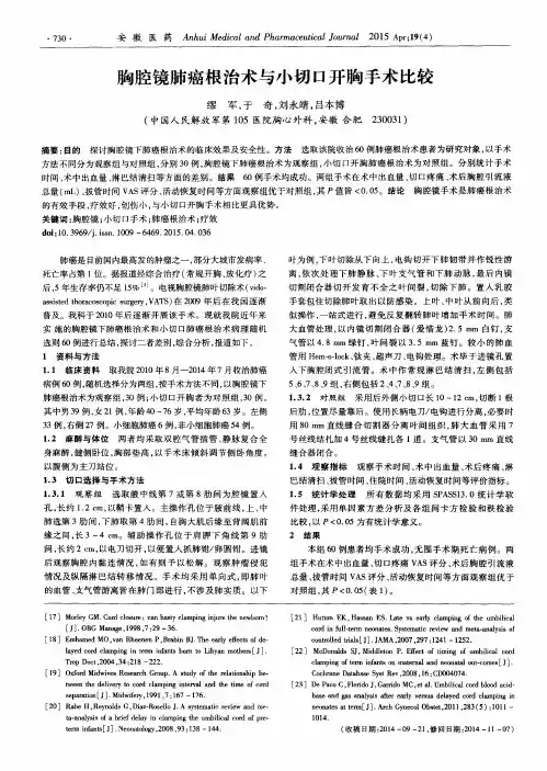 胸腔镜肺癌根治术与小切口开胸手术比较
