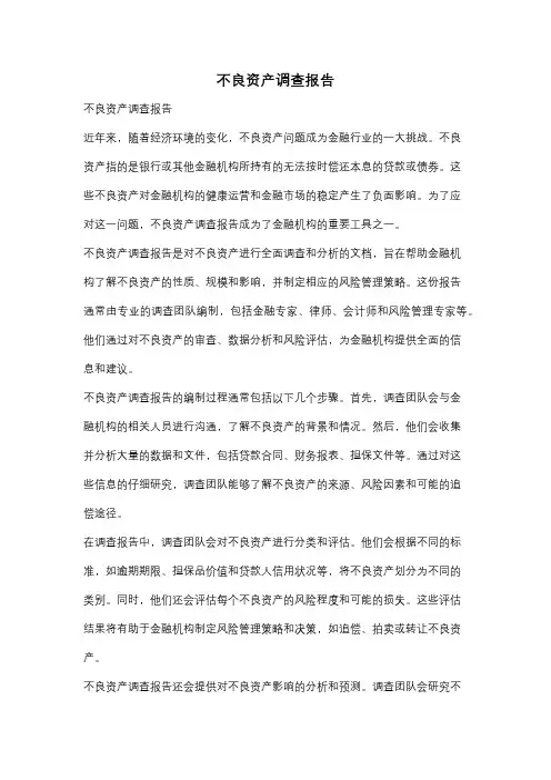 不良资产调查报告
