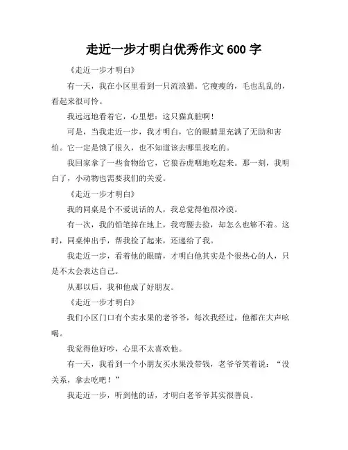 走近一步才明白优秀作文600字