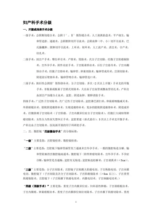 手术分级项目