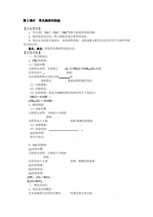 1.2.2《常见物质的检验》教案2(苏教版必修1)