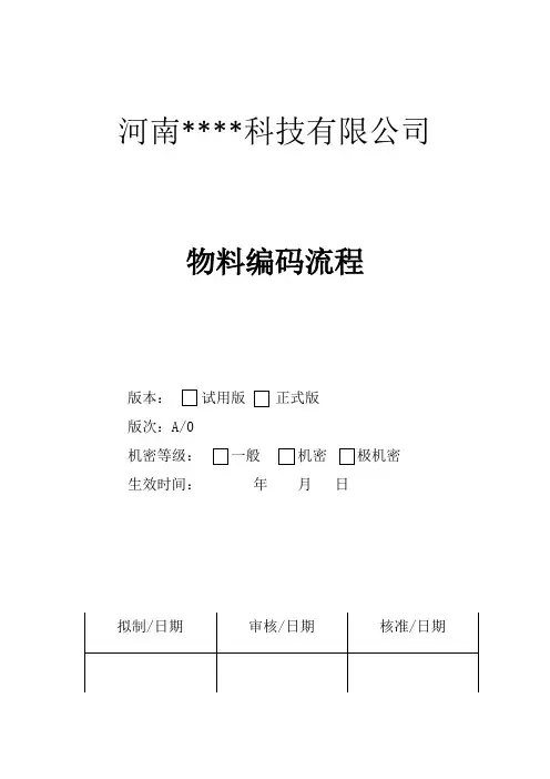 物料编码申请、编码废止及编码变更流程