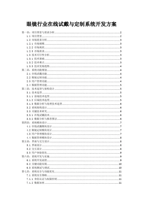 眼镜行业在线试戴与定制系统开发方案