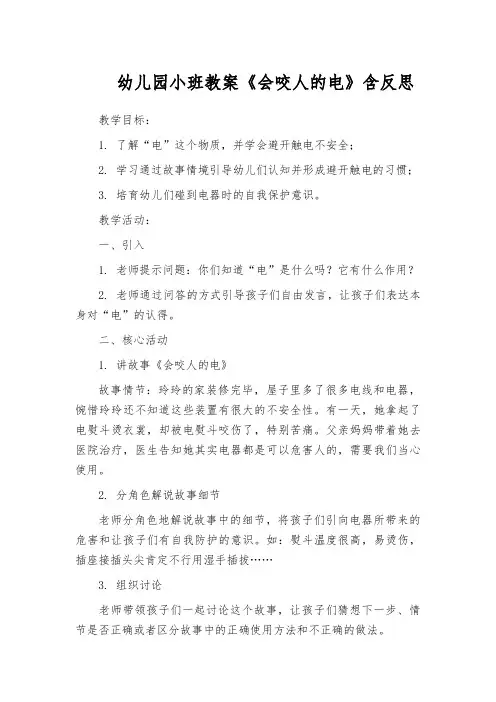 幼儿园小班教案《会咬人的电》含反思