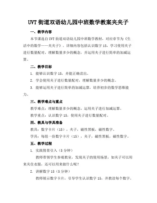 UVT街道双语幼儿园中班数学教案夹夹子