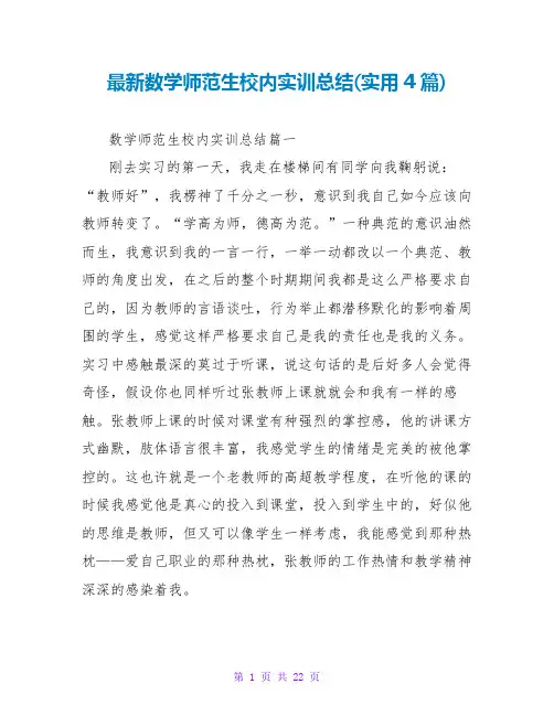 最新数学师范生校内实训总结(实用4篇)