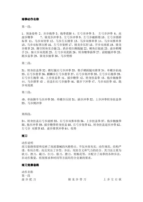 (武术竞赛套路)南拳_南刀_南棍_动作名称