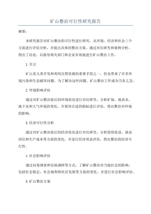 矿山整治可行性研究报告