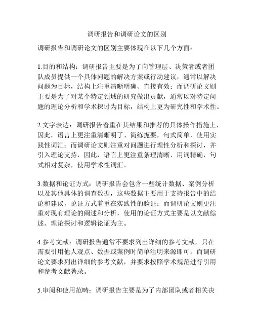 调研报告和调研论文的区别