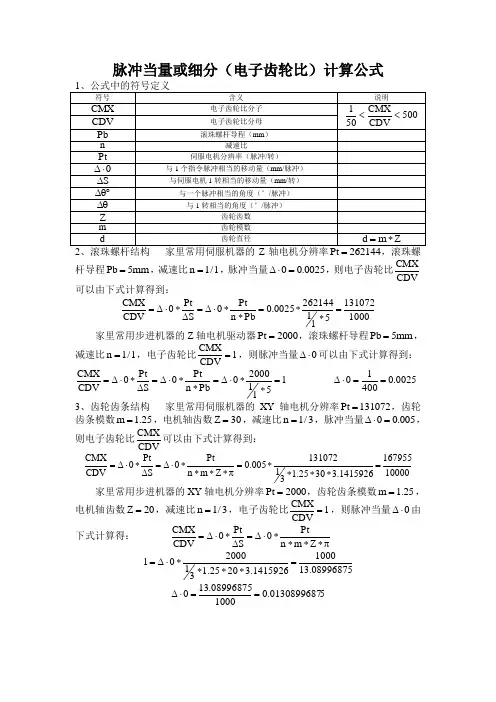 脉冲当量计算