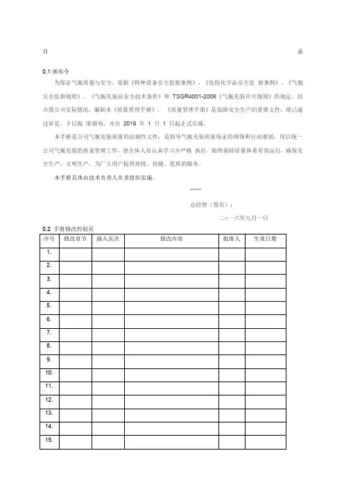 气瓶充装质量管理手册工厂必备