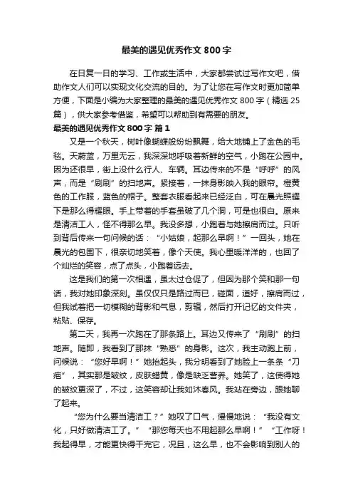 最美的遇见优秀作文800字（精选25篇）