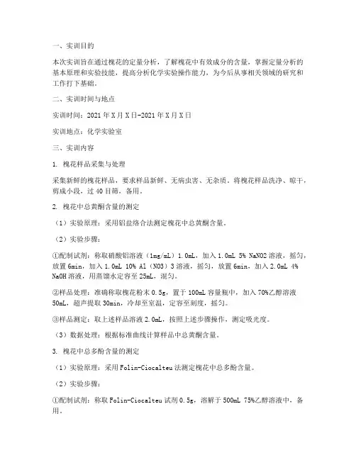 槐花的定量分析实训报告
