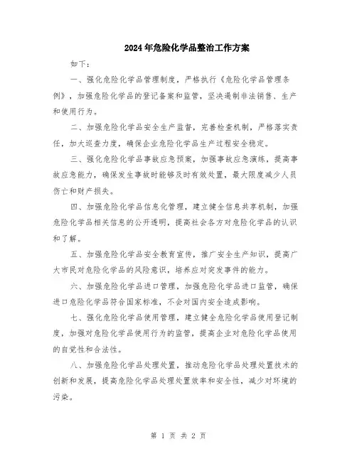 2024年危险化学品整治工作方案