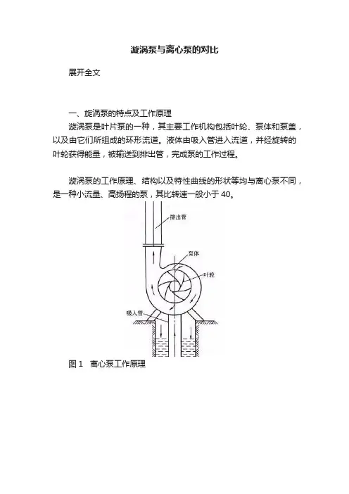 漩涡泵与离心泵的对比