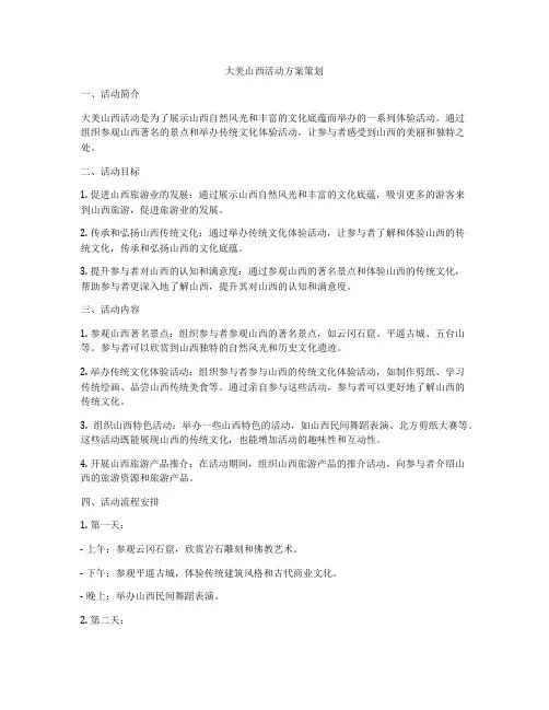 大美山西活动方案策划