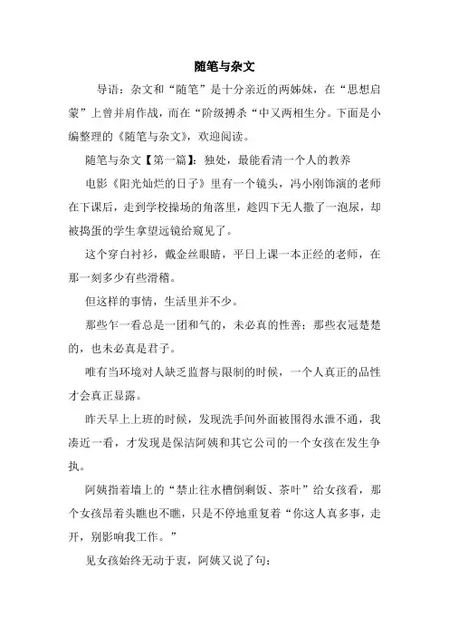 最新随笔与杂文