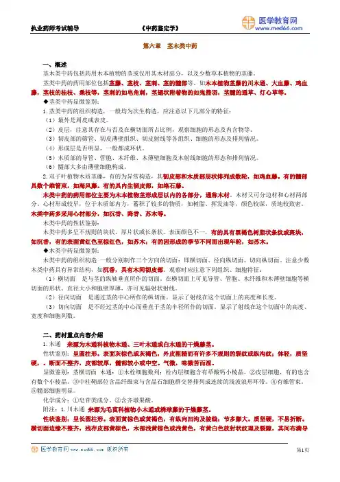 执业药师中药鉴定学(第六章 茎木类中药)