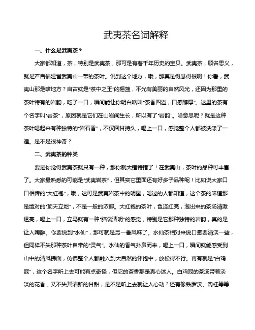 武夷茶名词解释