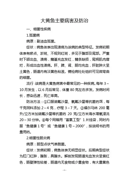 大黄鱼主要病害及防治