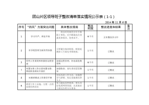 整改落实情况公示表、统计表
