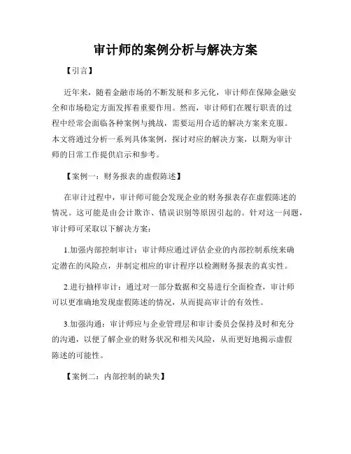 审计师的案例分析与解决方案