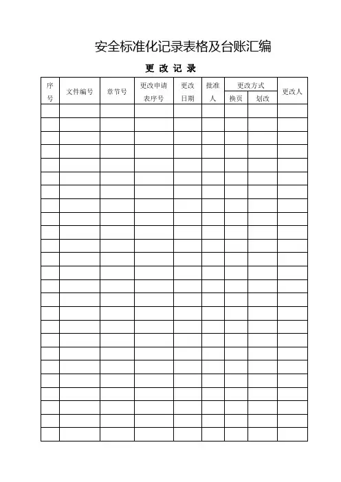 企业安全标准化记录表格及台账汇编