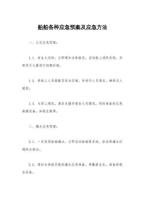 船舶各种应急预案及应急方法