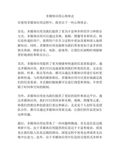 多媒体应用心得体会