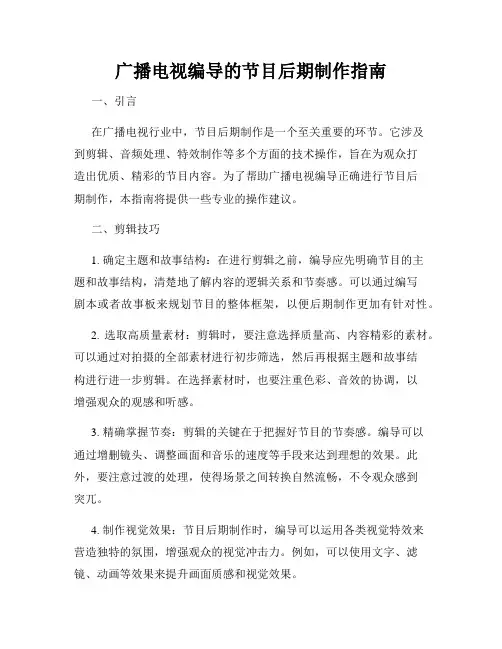 广播电视编导的节目后期制作指南