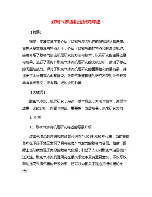 致密气渗流机理研究综述
