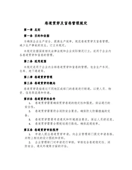 巷道贯通及盲巷管理规定