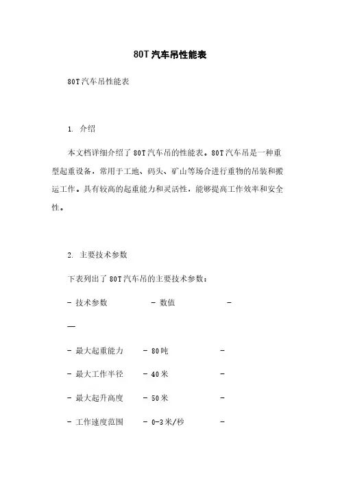 80T汽车吊性能表简版