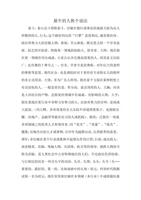 最牛的人换个说法